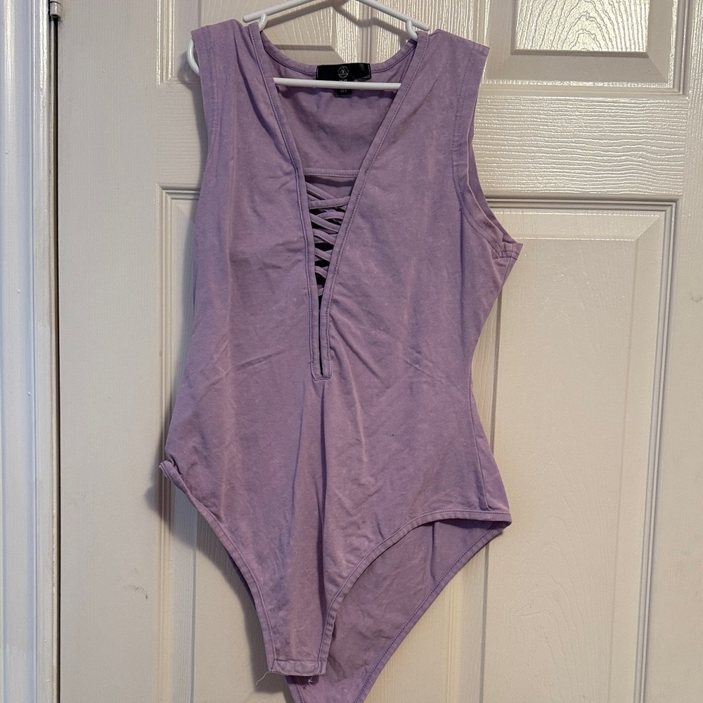 Missguided Purple Lace-Up Bodysuit